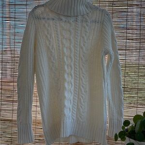 GAP Cream Cable Knit Turtleneck Fisherman Sweater